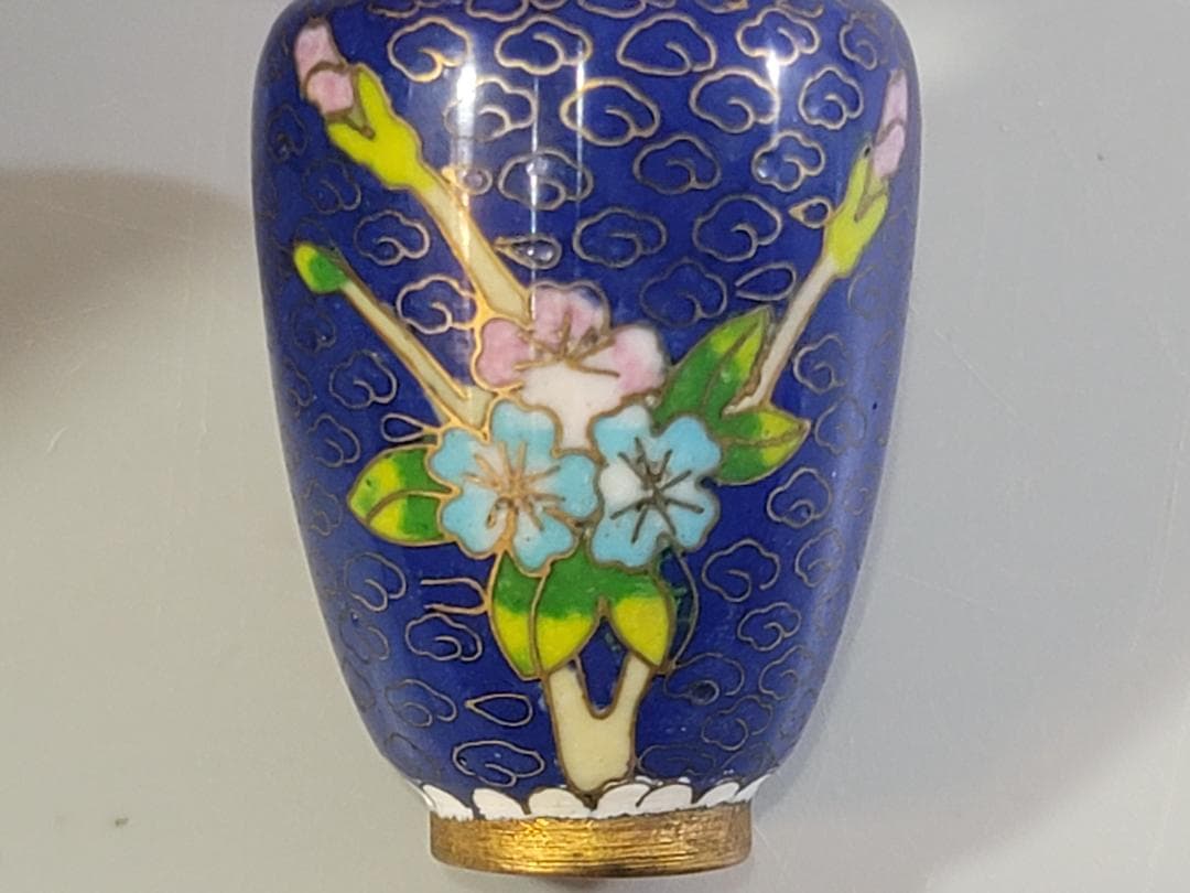 中国美術 七宝 小瓶 一対 花器 花瓶 花入 小壺　飾壺 DT763