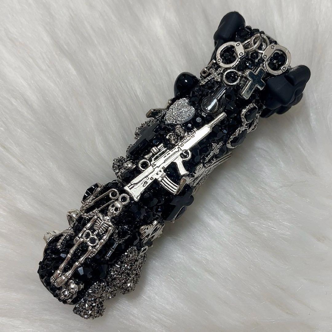 IQOSケースデコ　ブラック　シルバー　埋め尽くし