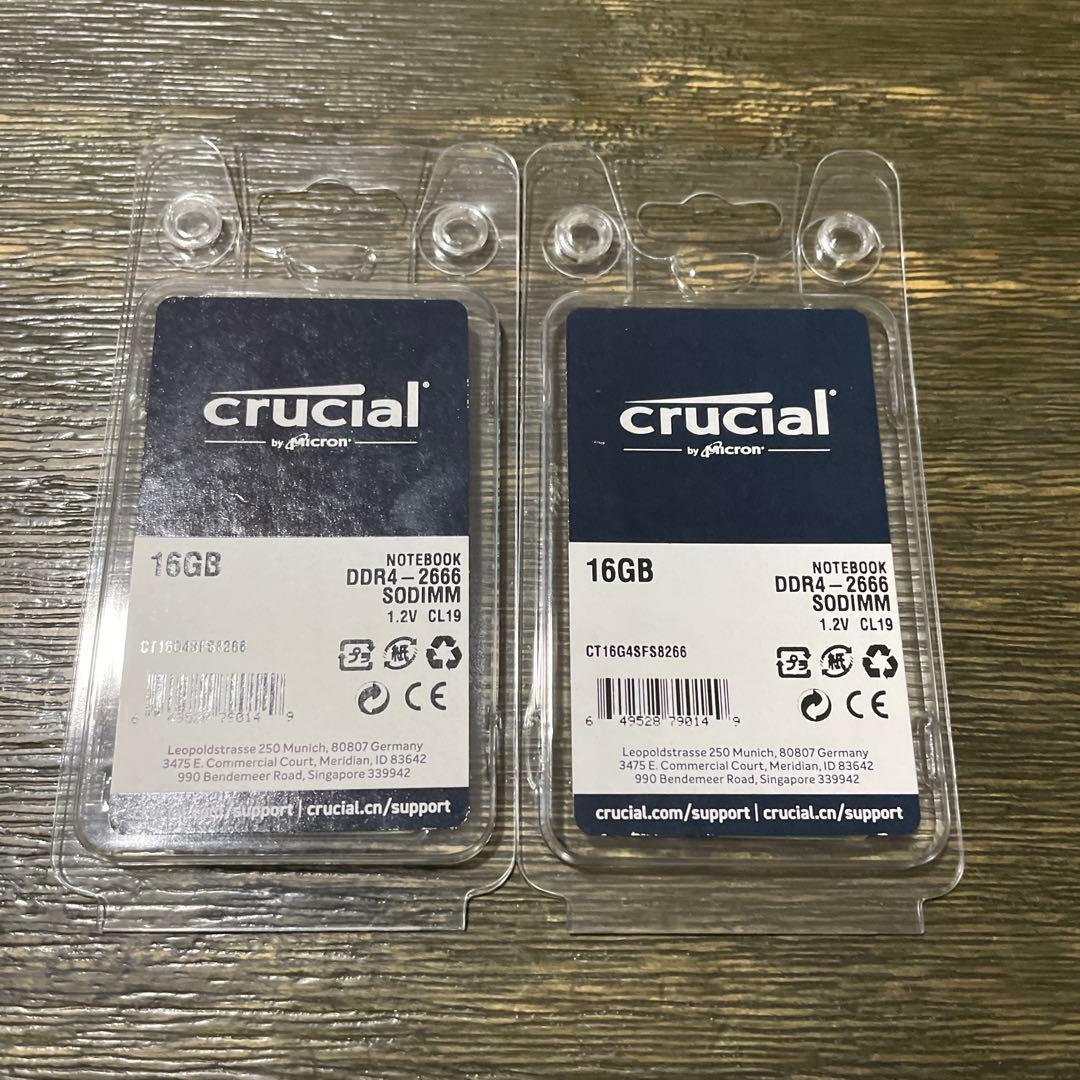 Crucial 16GB DDR4-2666 SO-DIMM メモリー　2枚