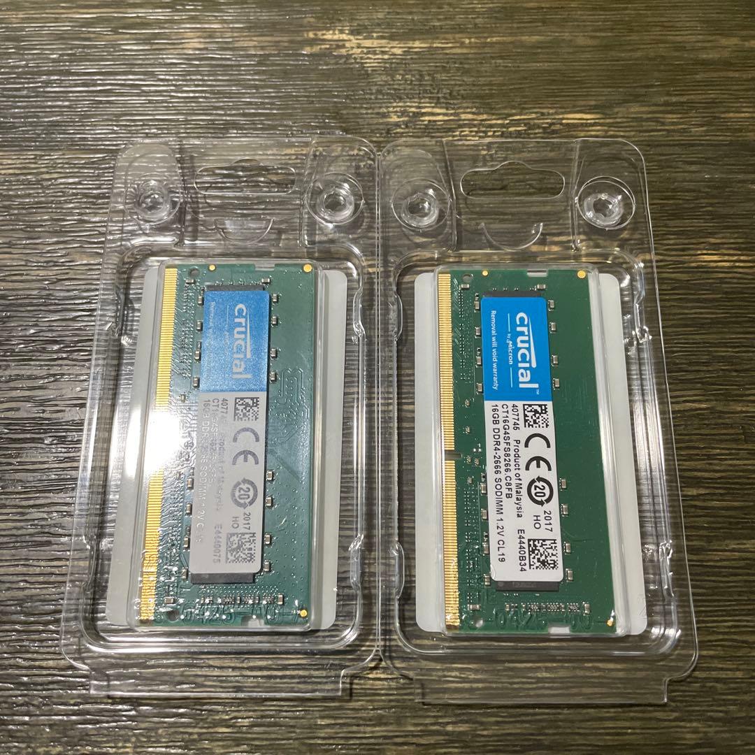 Crucial 16GB DDR4-2666 SO-DIMM メモリー　2枚