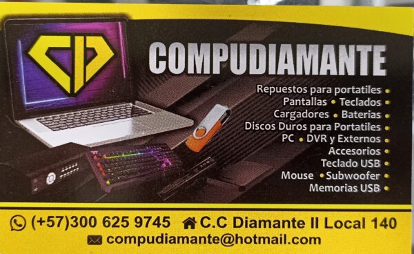 Compudiamante local 140, todo lo relacionado en accesorios y repuestos para computadores, WhatsApp 3006259745